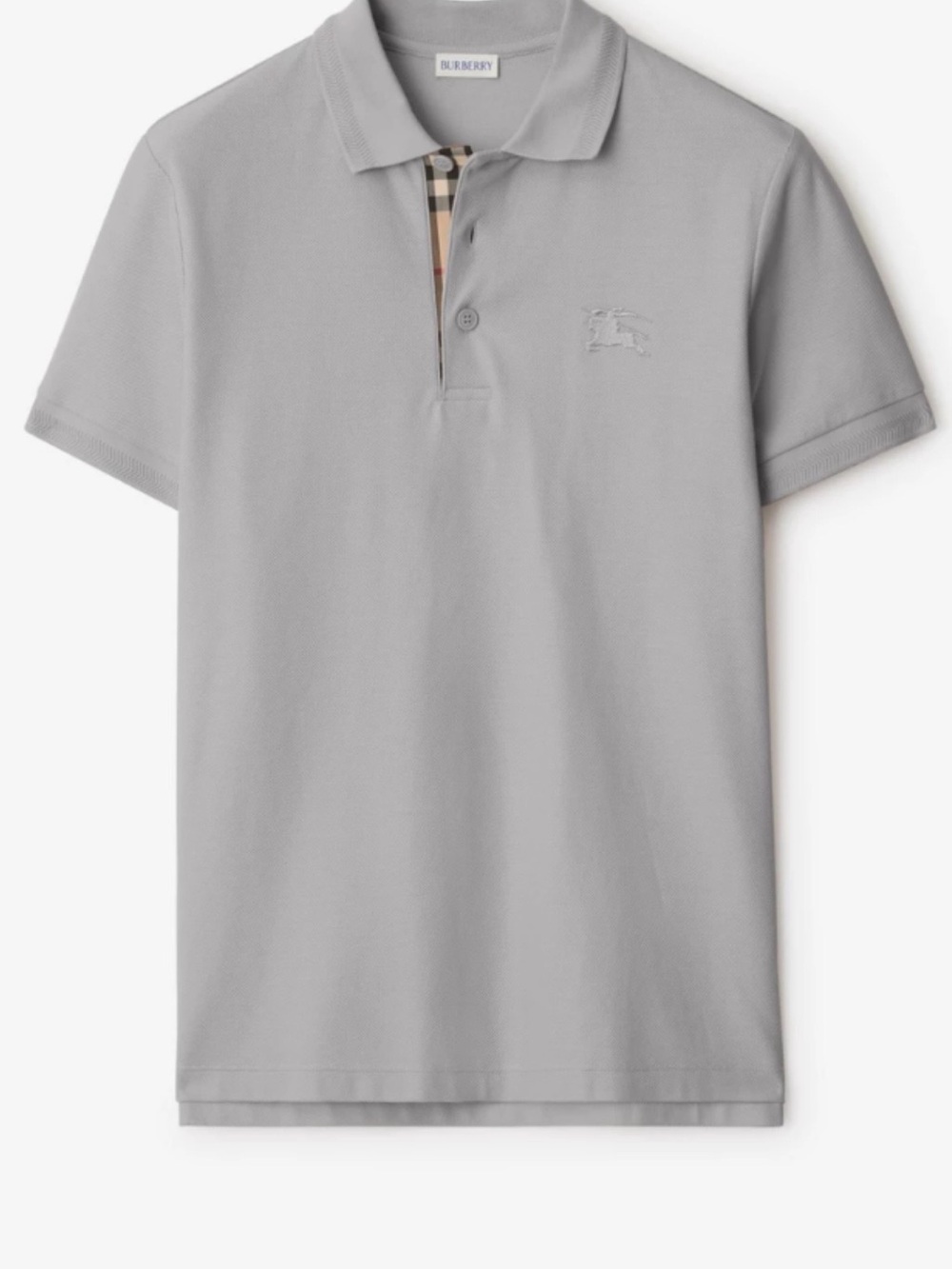Burberry Gray Polo with Signature Check Placket